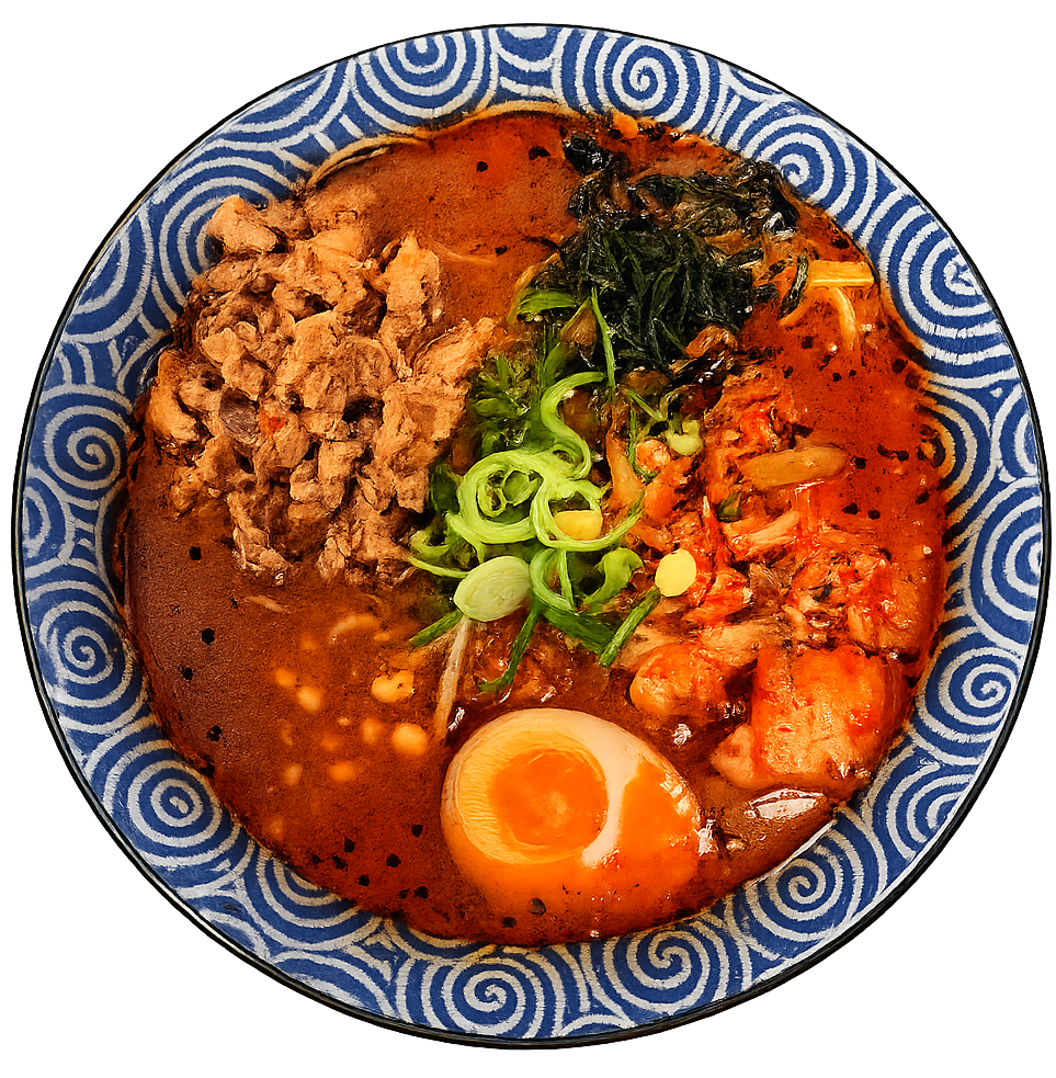 Tan Tan Men ramen met pittige bouillon, gehakt, ei en lente-ui bij Gyoza Bar
